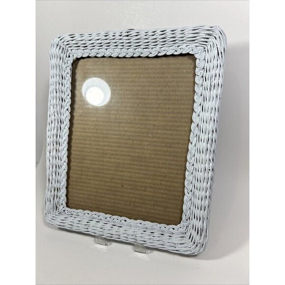 Woven Wicker Photo Picture Frame 8" By 10" Free-Standing Rattan Boho Beach House - Picture 3 of 10